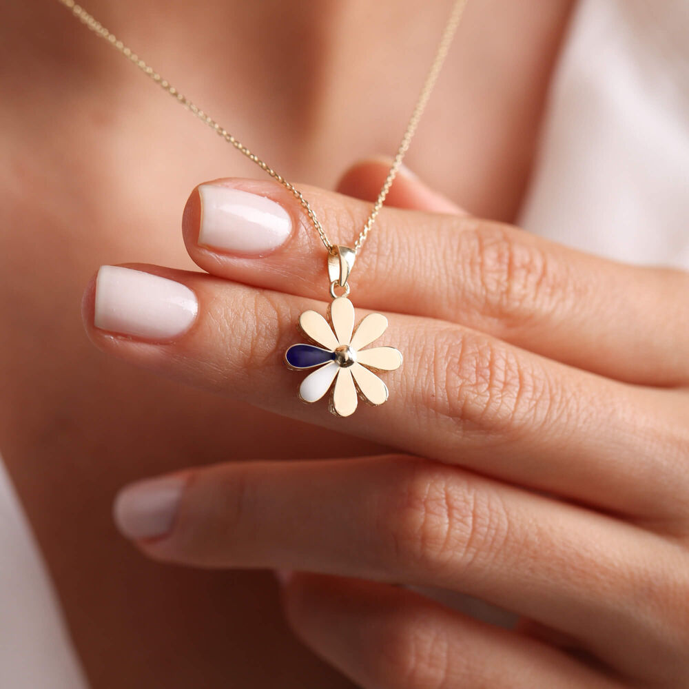 Altın Papatya Kolye Mineli